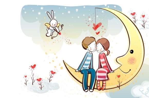 Sweet Couple On Moon