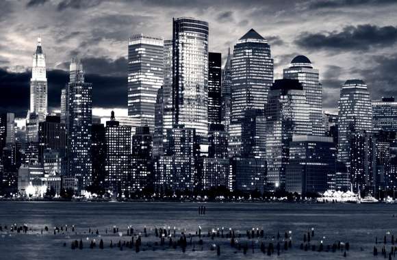 Manhattan Panorama In Black And White