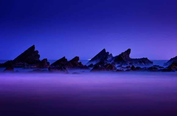 Rocks Layers Sea Mist