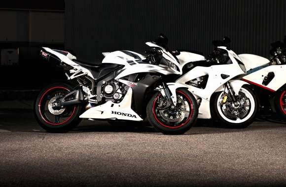 White Honda CBR series motorcycles