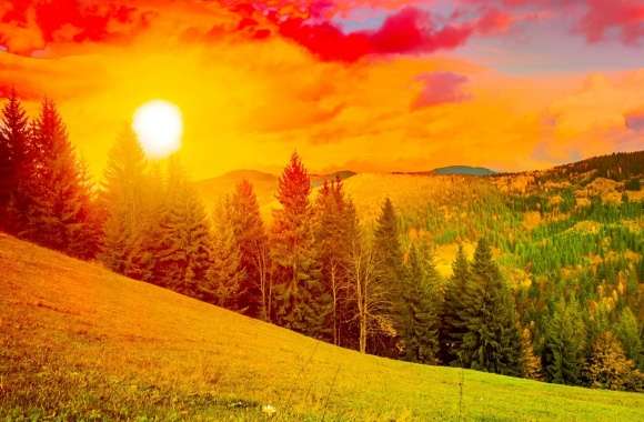 Colorful Sunrise Mountain Landscape