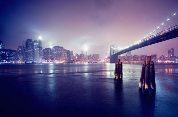 Night brooklyn bridge new york