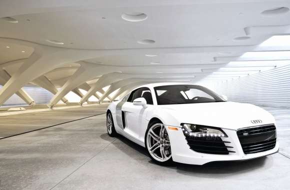 White Audi R8 in a parking lot