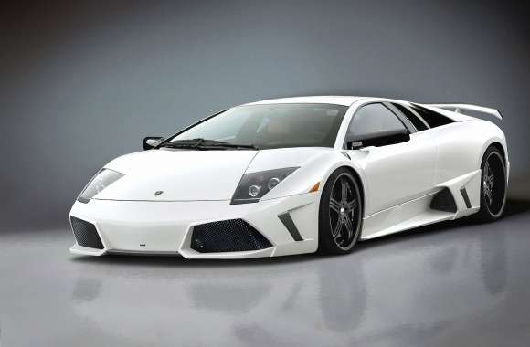 White Lamborghini Gallardo front side view