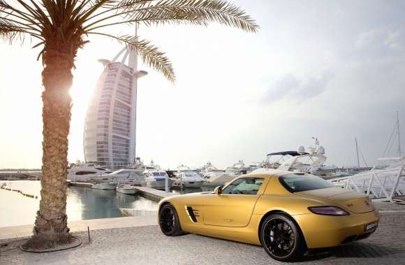 Yellow Mercedes-Benz SLS AMG in Dubai