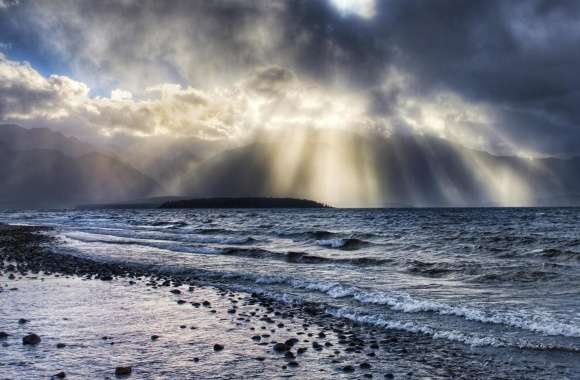 Crepuscular Rays Over Sea