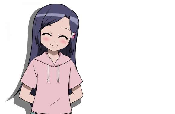 Happy Girl Anime  White Background