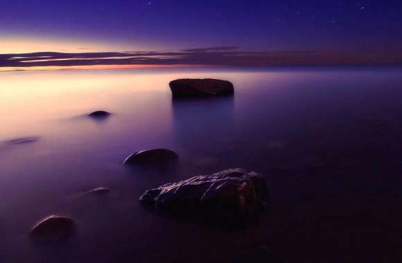 Violet sunset sea